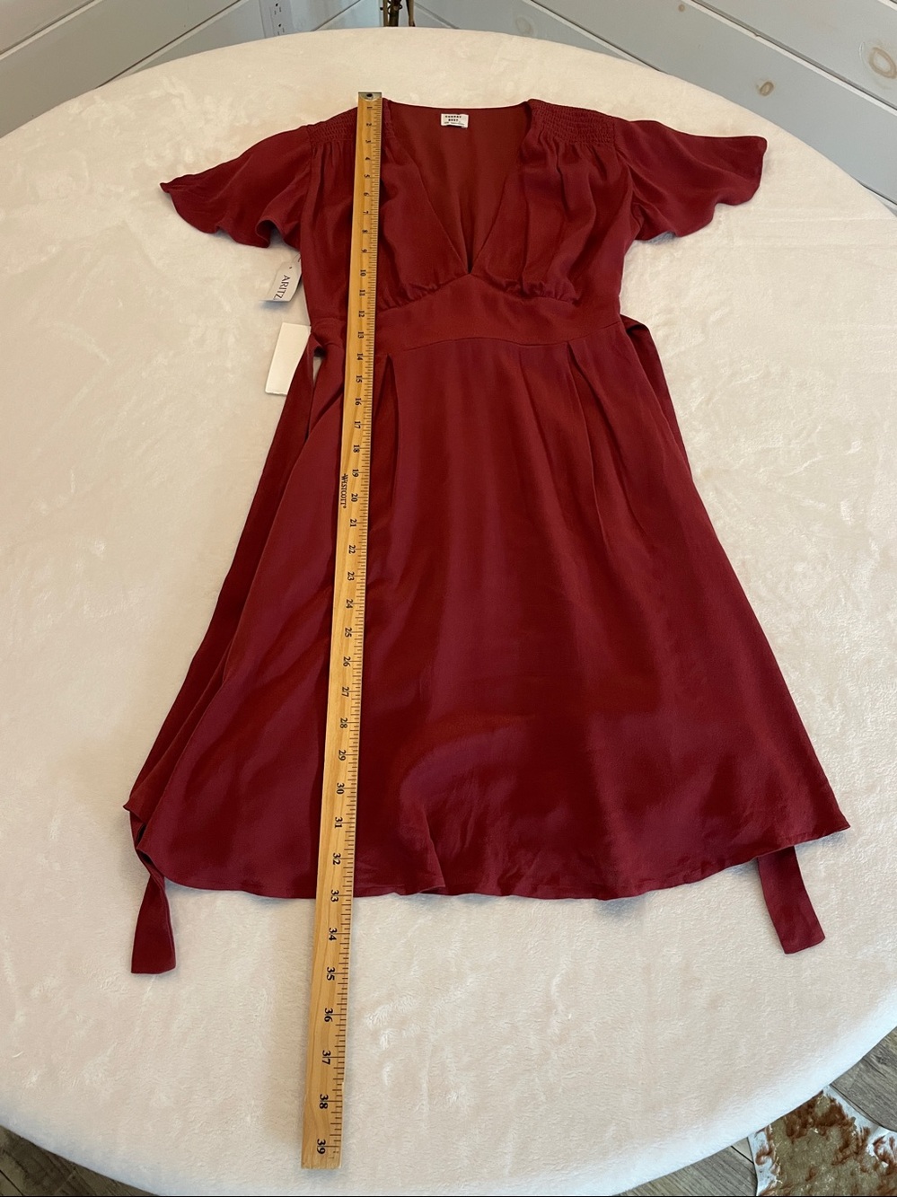 NWT Aritzia Sunday Best Vanessa Dress Burnt Clay XXS Flutter Sleeve Mini - Picture 16 of 17